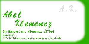 abel klemencz business card